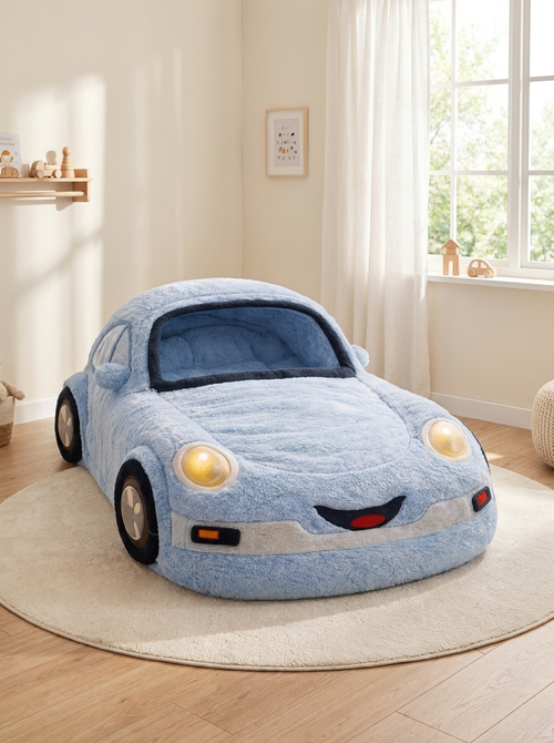 Siesta Racer plush car bed in Sky Blue